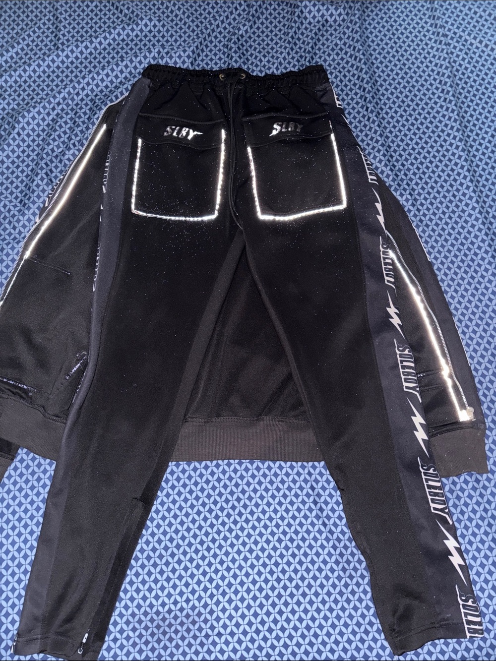 Men's Black Reflective Zip-Front Sweater - Picture 2 of 5